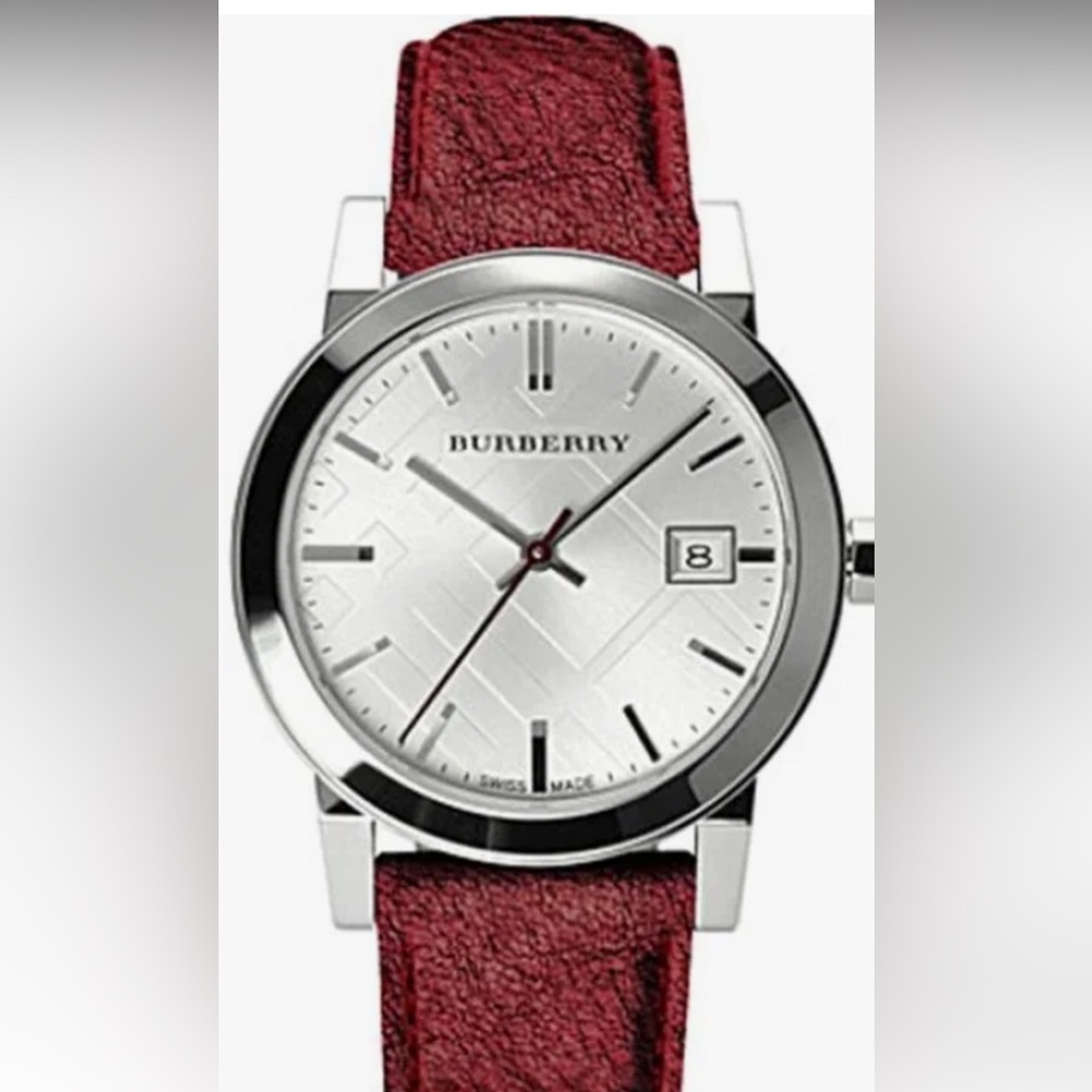 Burberry  City Red Leather Strap Watch